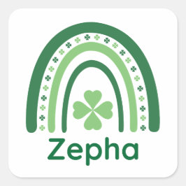 Zepha Name Clover Boho Rainbow Quadratischer Aufkleber