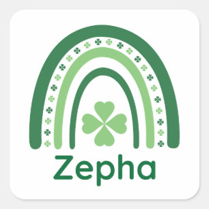 Zepha Name Clover Boho Regenbogen Quadratischer Aufkleber
