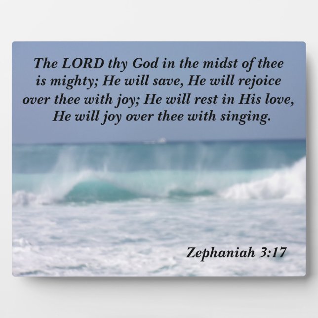 Zephaniah 3:17 Der Herr, dein Gott, inmitten Fotoplatte (Vorderseite)