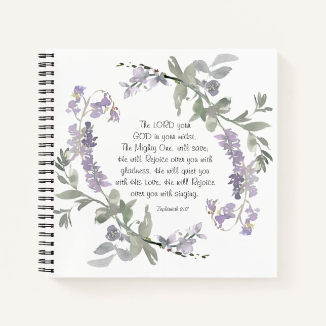 Zephaniah 3:17 Er wird sich über dich freuen Notizbuch (Vorderseite)