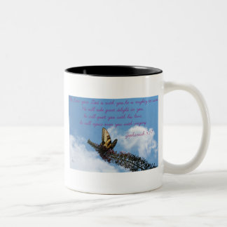 Zephaniah 3:17 Gelb-Schmetterling Zweifarbige Tasse