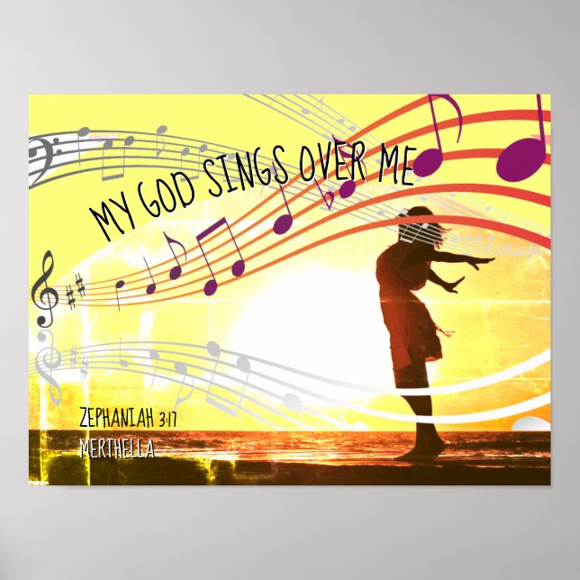 Zephaniah 3:17 | MEIN GOTT SIND Personalisiert GEL Poster (Vorne)