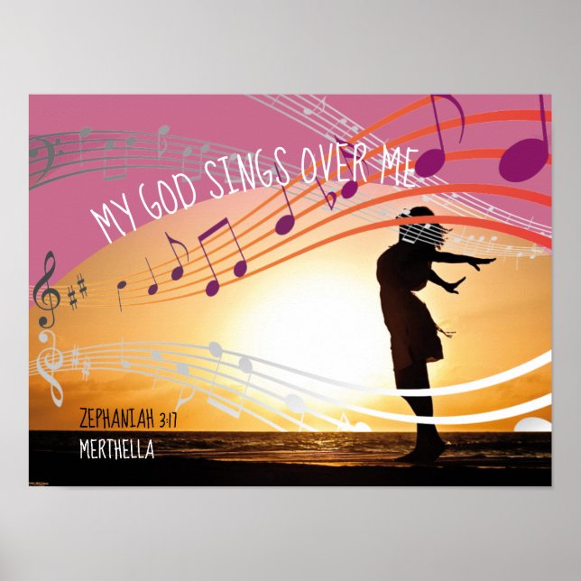 Zephaniah 3:17 MEIN GOTT SIND ÜBER MIR Personalisi Poster (Vorne)
