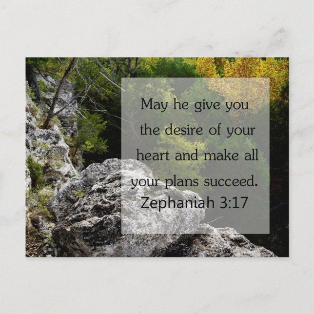 Zephaniah 3:17 Scripture Card, Woods Postkarte (Vorderseite)