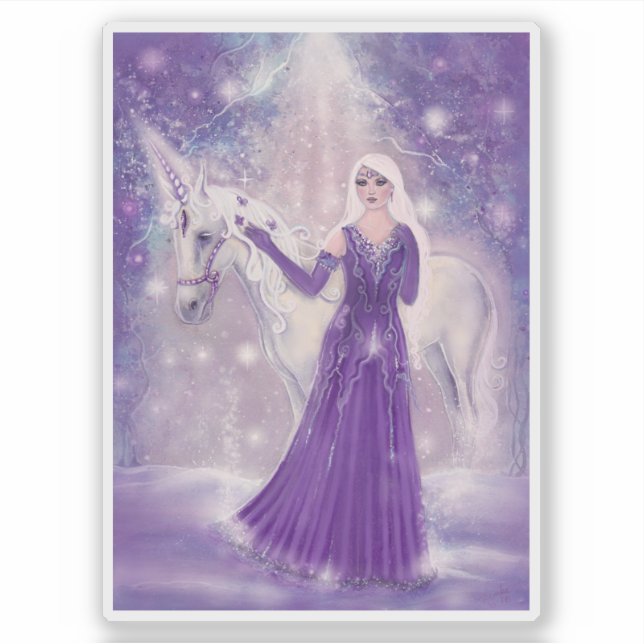 Zephyr Einhorn- und Märchenkunst von Renee Lavoie Aufkleber (Vorderseite)