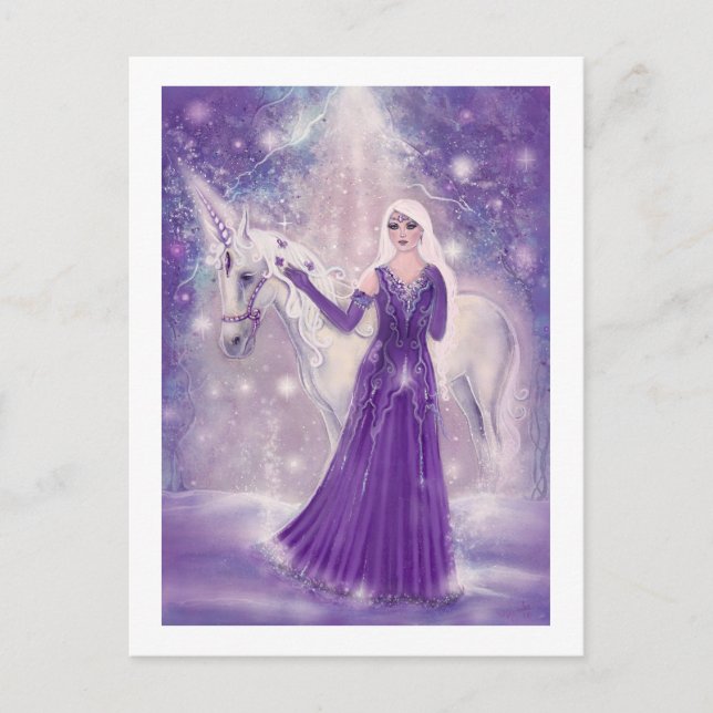 Zephyr Einhorn- und Märchenkunst von Renee Lavoie Postkarte (Vorderseite)