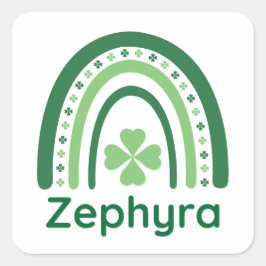 Zephyra Name Clover Boho Rainbow Quadratischer Aufkleber