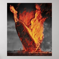 Zeppelin Airship Hindenburg Desaster Colorized