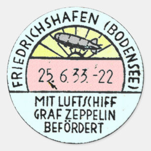 Zeppelin Design der Originalpostmark Runder Aufkleber
