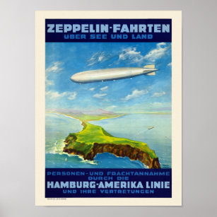 Zeppelin-Fahrten Deutschland Vintage Poster 1935