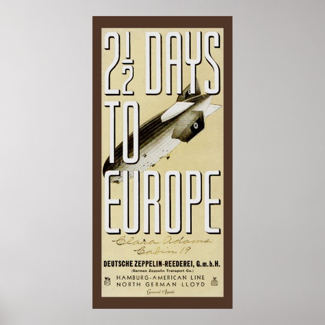 Zeppelin Hindenburg Vintage Travel Poster (Vorne)