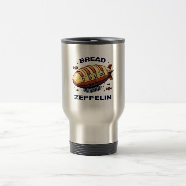 Zeppelin - Pixel Art Airship Retro Design Reisebecher (Mittel)