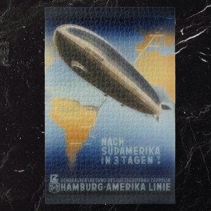 Zeppelin Über den Atlantik - Vintage Travel Ad