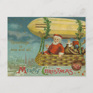 Zeppelin Weihnachtsmann Vintage Viktorianisch Lust Feiertagspostkarte