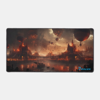 Zeppelins in Flammen Steampunk-Spektakel Schreibtischunterlage