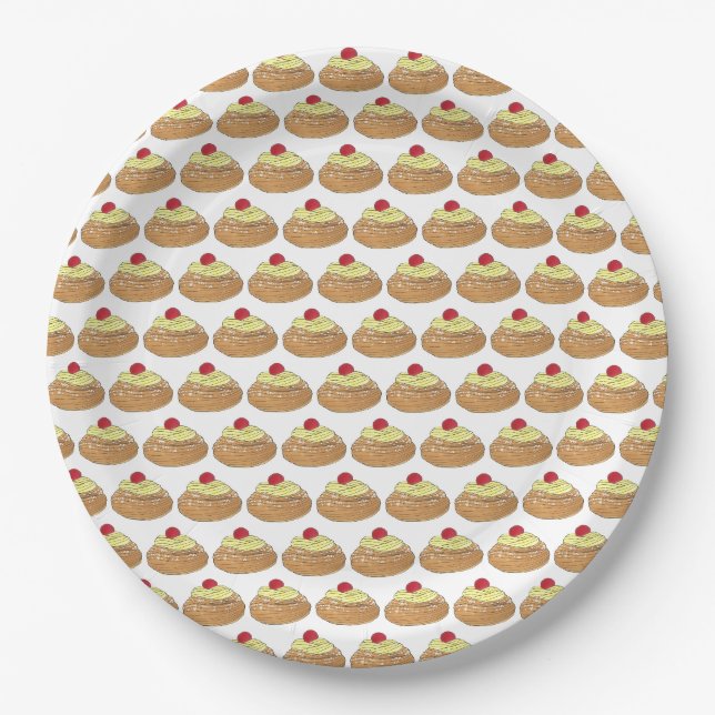 ZEPPOLE Italienischer Teiggebäck Feinschmecker Pappteller (Vorderseite)