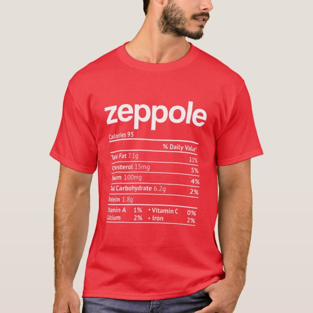 Zeppole Nutrition Fact Funny Erntedank Christma T-Shirt (Vorderseite)