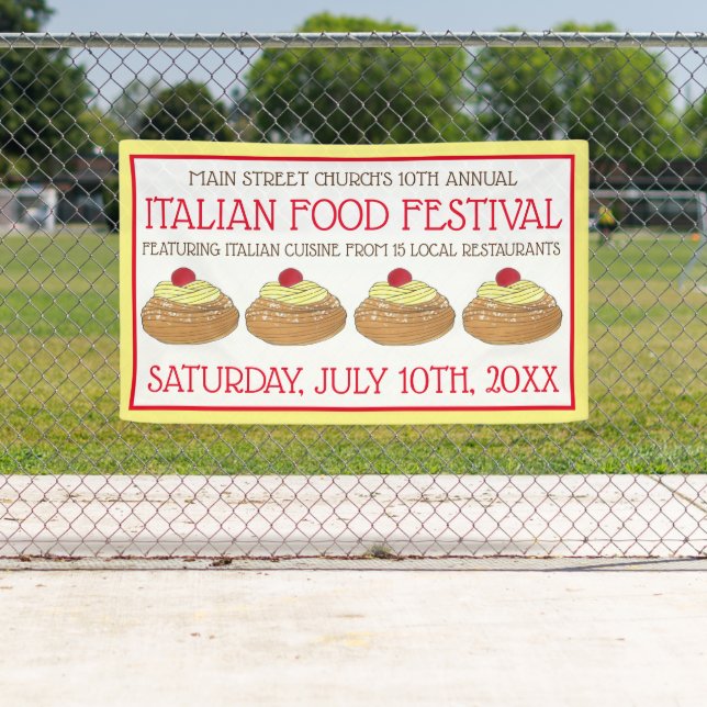 Zeppole Pastry Italienisches sizilianisches Lebens Banner (Insitu)