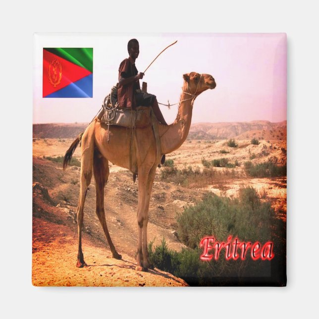 zER007 ERITREA, Camel and Rider, Afrika, Kühlschra Magnet (Vorne)