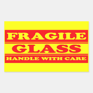 Zerbrechliches Glas Versandetikett Rechteckiger Aufkleber