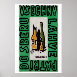 Zerbrochene Alkoholflaschen - Streichholzschachtel Poster