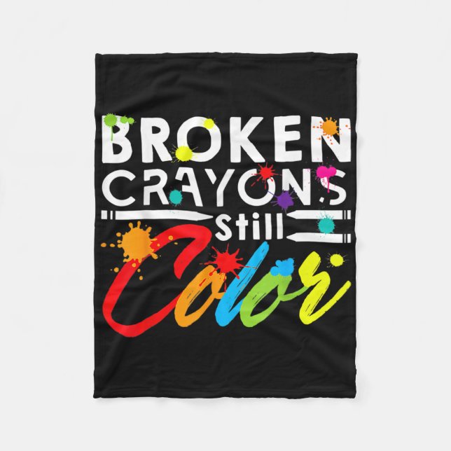 Zerbrochene Crayons immer noch Farbenbewusstsein f Fleecedecke (Vorderseite)