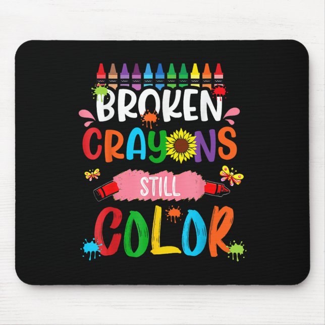 Zerbrochene Crayons immer noch Farbenbewusstsein f Mousepad (Vorne)