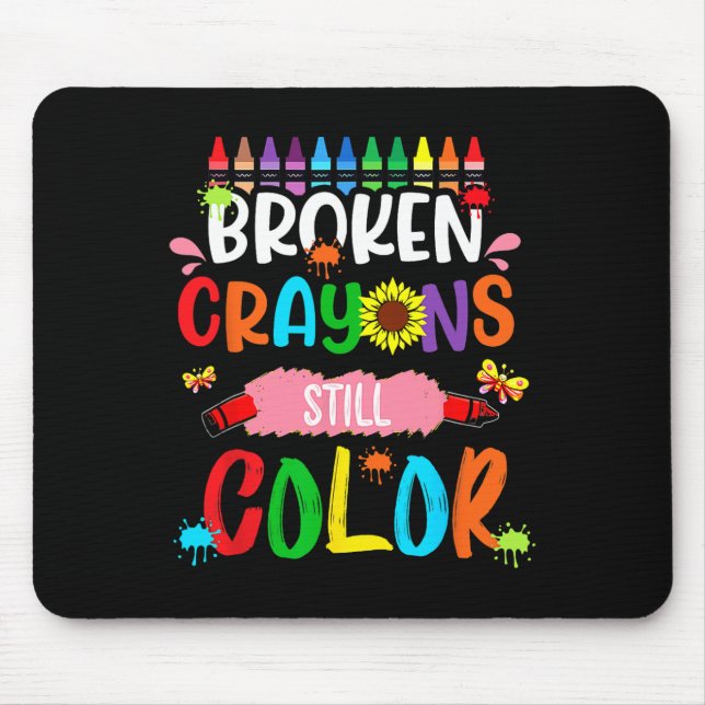 Zerbrochene Crayons immer noch Farbenbewusstsein f Mousepad (Vorne)