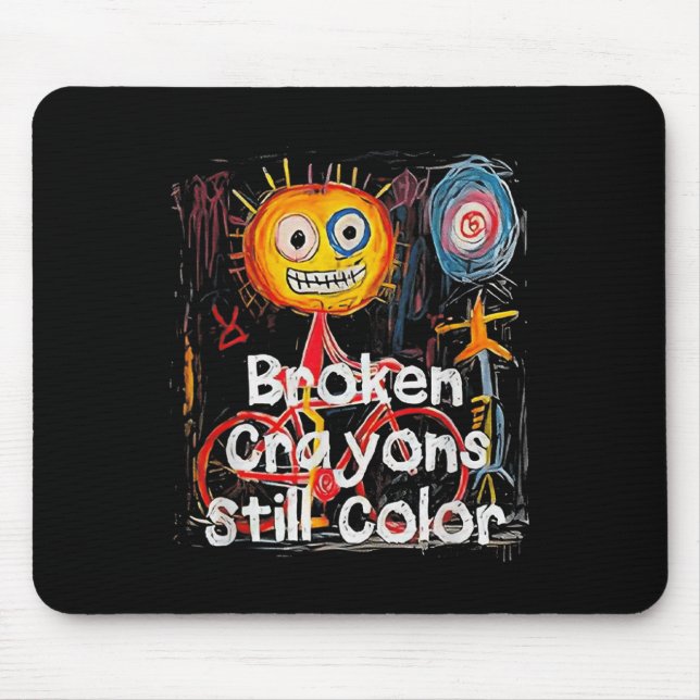 Zerbrochene Crayons immer noch Farbenbewusstsein f Mousepad (Vorne)