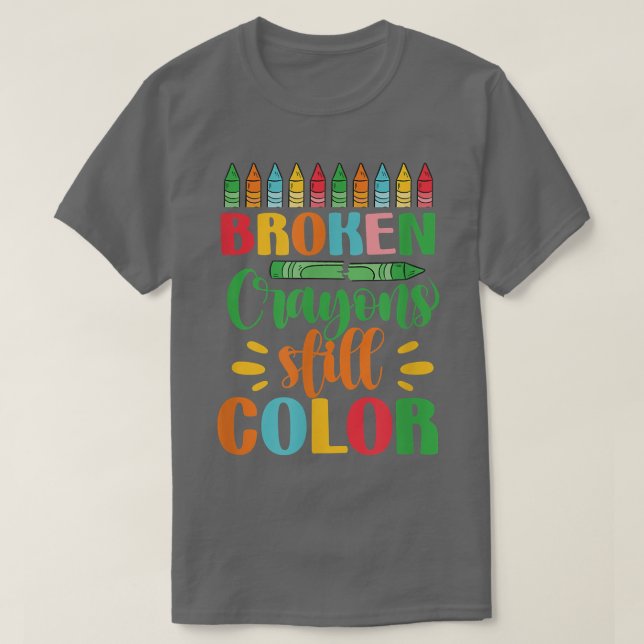 Zerbrochene Crayons Standfarbe T-Shirt (Design vorne)