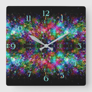Zerbrochene Glas-Spiralen-Quadrat-Wanduhr Quadratische Wanduhr