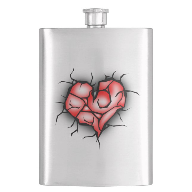 Zerbrochene Herzen Flachmann (Vorderseite)