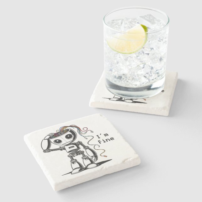 Zerbrochener Roboter - Ich bin gut Steinuntersetzer (Seitenansicht)