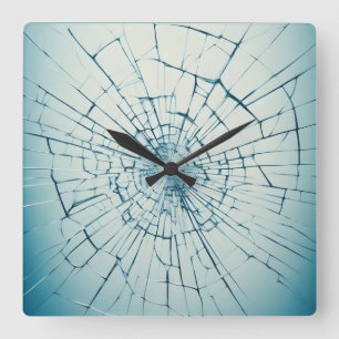 zerbrochenes Glas, gesprungen Quadratische Wanduhr