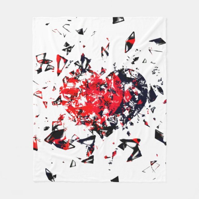 Zerbrochenes Herz Version 2 Rot und Schwarz Fleecedecke (Vorderseite)