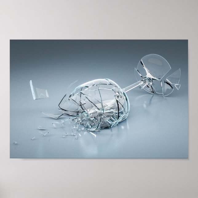 Zerbrochenes Weinglas Poster (Vorne)