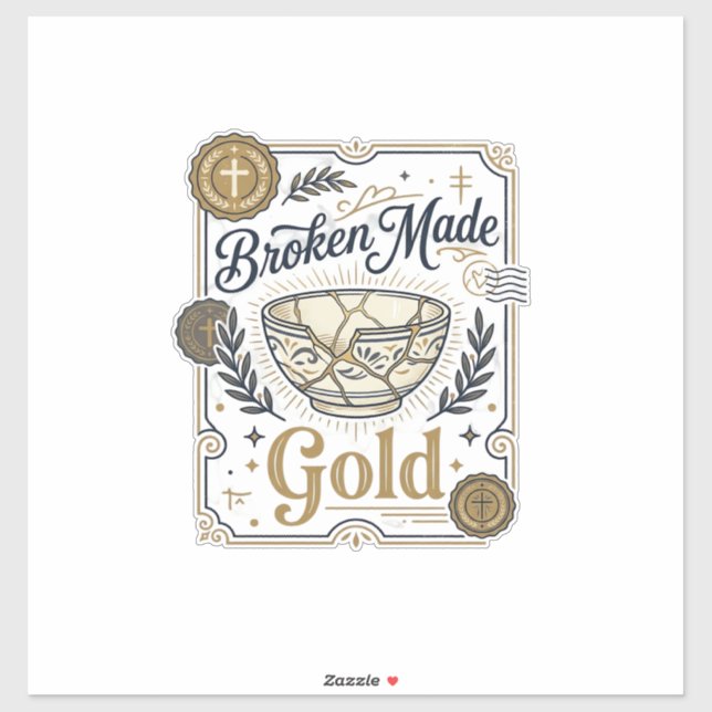 Zerbrochenes wird zu Gold Jesus Kintsugi zerbroche Aufkleber (Blatt)