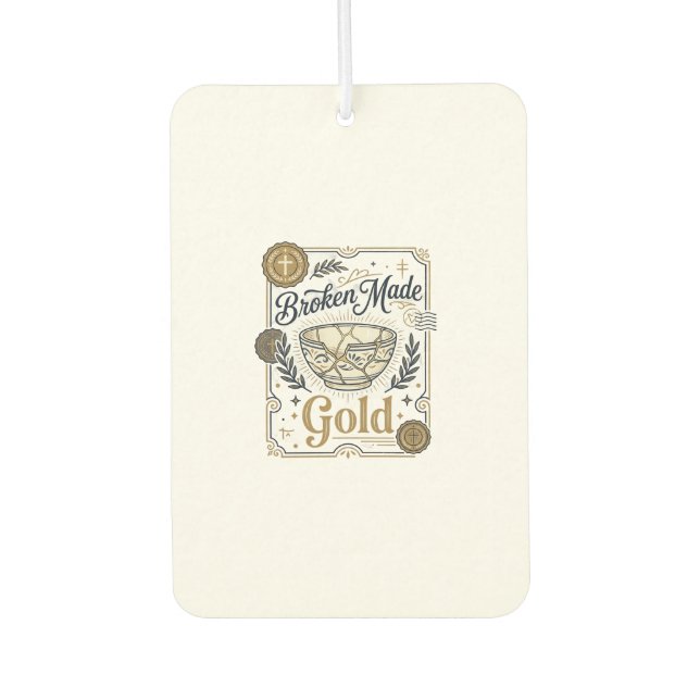 Zerbrochenes wird zu Gold Jesus Kintsugi zerbroche Autolufterfrischer (Vorderseite)
