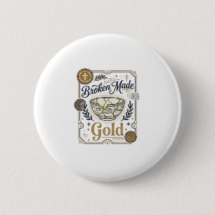 Zerbrochenes wird zu Gold Jesus Kintsugi zerbroche Button