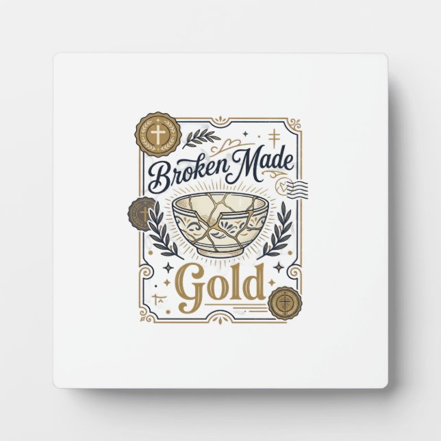 Zerbrochenes wird zu Gold Jesus Kintsugi zerbroche Fotoplatte (Vorderseite)