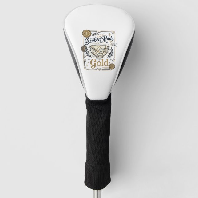 Zerbrochenes wird zu Gold Jesus Kintsugi zerbroche Golf Headcover (Vorderseite)