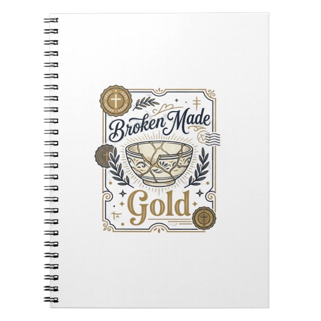 Zerbrochenes wird zu Gold Jesus Kintsugi zerbroche Notizblock (Vorderseite)