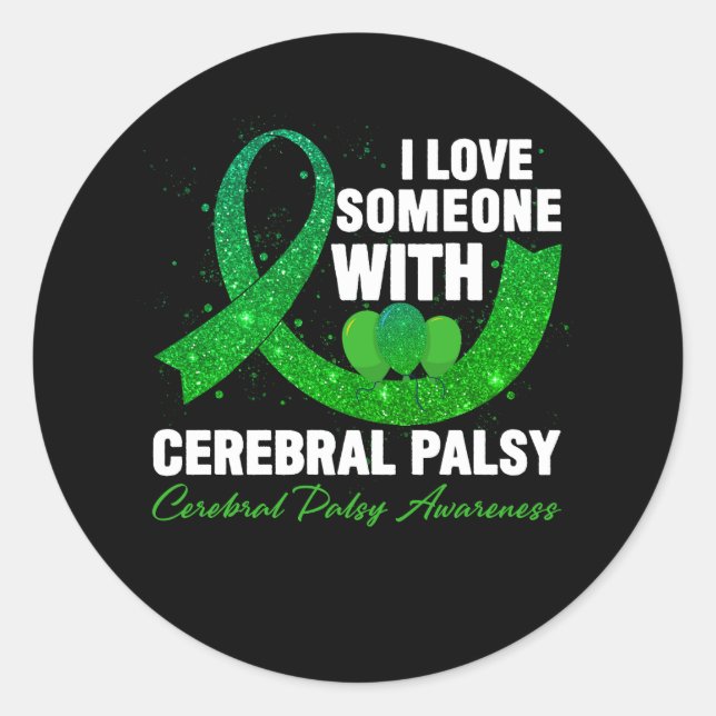 Zerebral Palsy Bewusstsein I Liebe Jemand mit Cere Runder Aufkleber (Vorderseite)