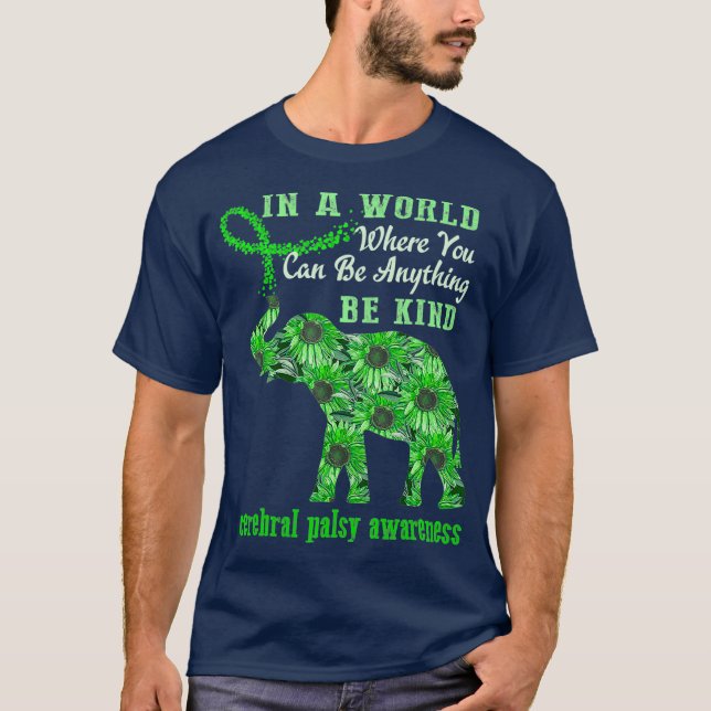 Zerebral Palsy Bewusstsein Sonnenblumen Elefant un T-Shirt (Vorderseite)