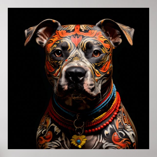 Zeremonial Staffordshire Bull Terrier Warrior Poster (Vorne)