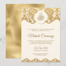 Zeremonie "Cream and Gold Foil Lace Islamic Mehndi
