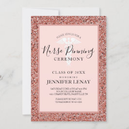 Zeremonie der Pflege Rose Gold Glitzer Caduceus Einladung
