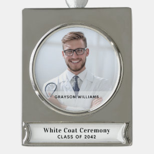 Zeremonie der weißen Fotos Banner-Ornament Silber