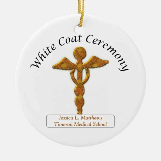 Zeremonie der weißen Matte Gold Medizin, Rundgesch Keramik Ornament (Vorne)
