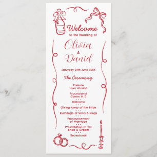 Zeremonie des Hochzeitmenüs Hand Drawn Whimsical Programm